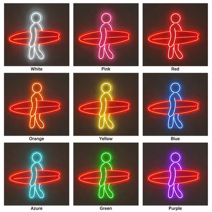 Surfer Board Neon Sign LED Neon Sign color grid