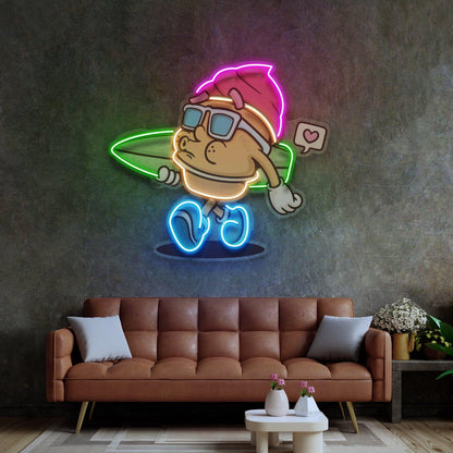 Surfer Cartoon Retro Pop Art Uv Printed Led Neon Sign For Kids Room Decor | Shineneon