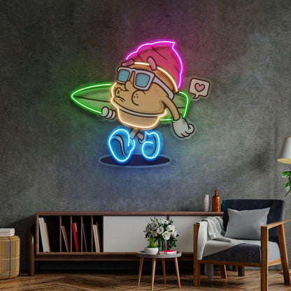 Surfer Cartoon Retro Pop Art Uv Printed Led Neon Sign For Kids Room Decor | Shineneon