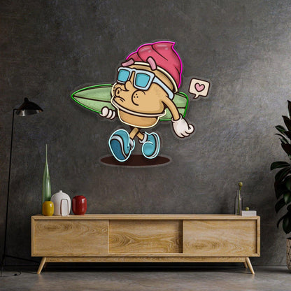 Surfer Cartoon Retro Pop Art Uv Printed Led Neon Sign For Kids Room Decor | Shineneon