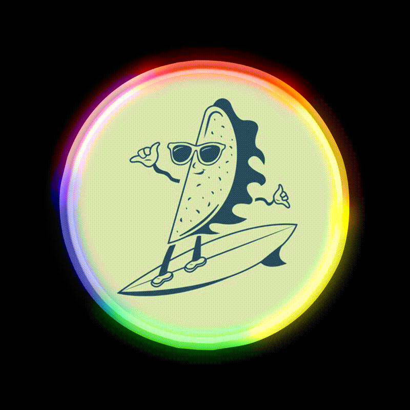 Surfin Taco Led Neon Sign Mexican Food Sign Rgb Color - LED neon sign close-up detail