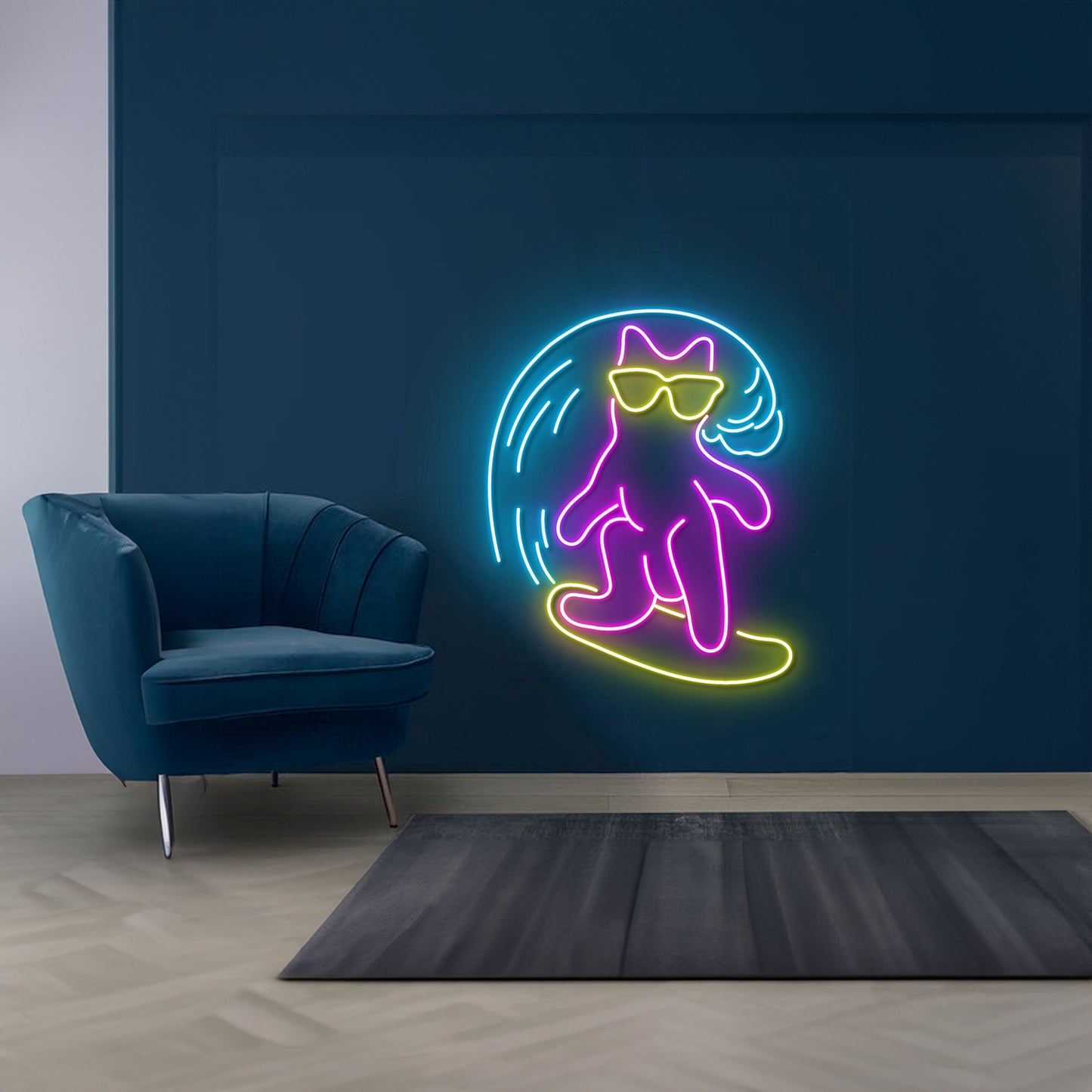 Surfing Cat Neon Sign