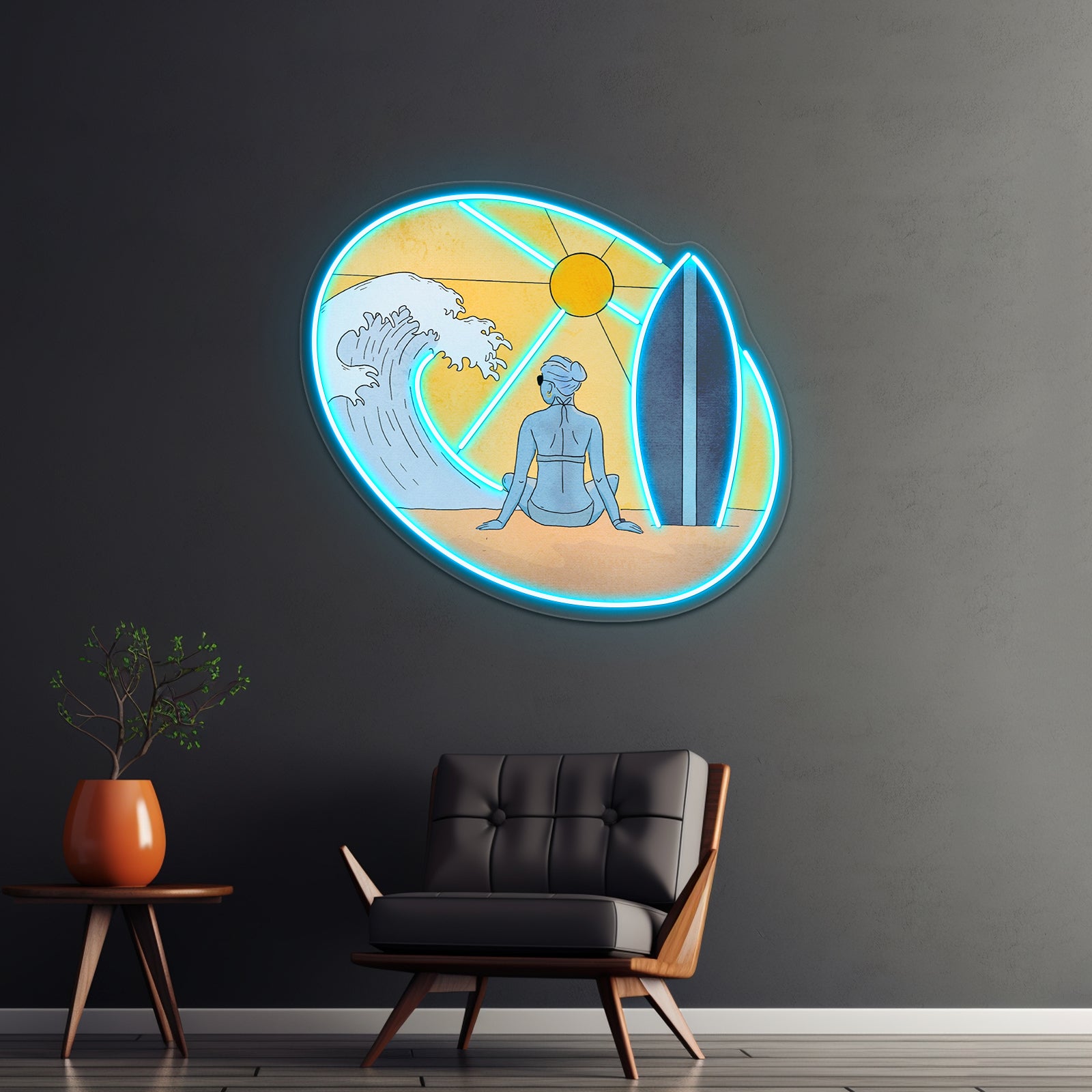 Surfing Neon Sign Artwork For Neon Garage Signs | Shineneon