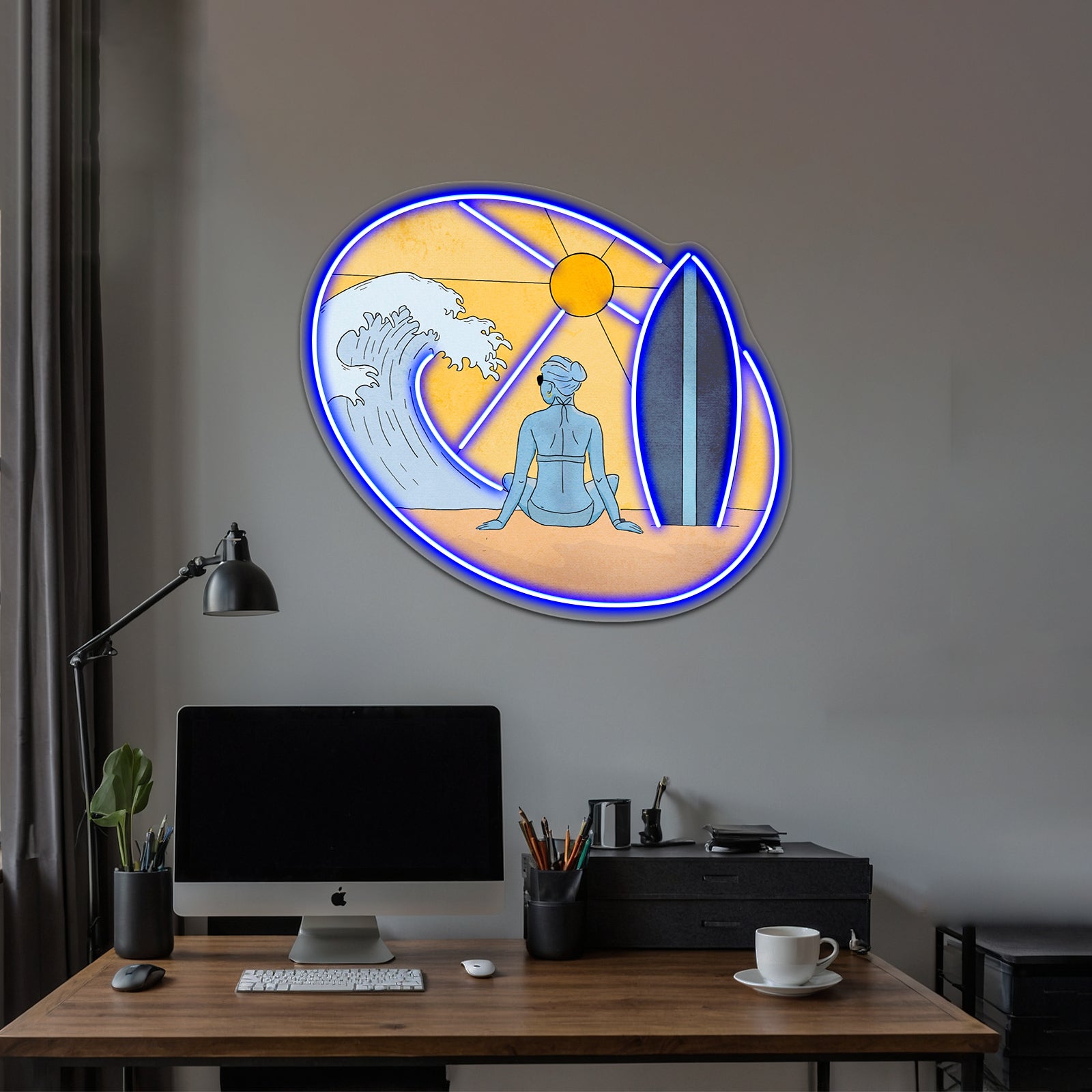 Surfing Neon Sign Artwork For Neon Garage Signs | Shineneon