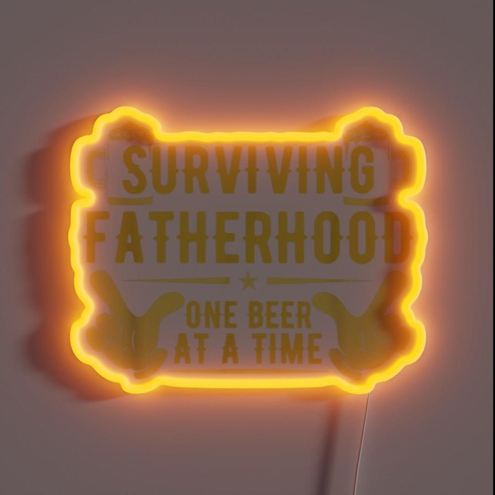 Surviving Fatherhood One Beer At A Time Fathers Day Rgb Led Neon Sign - Shineneon