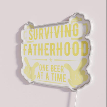 Surviving Fatherhood One Beer At A Time Fathers Day Rgb Led Neon Sign - Shineneon
