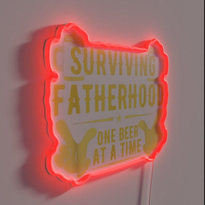 Surviving Fatherhood One Beer At A Time Fathers Day Rgb Led Neon Sign - Shineneon
