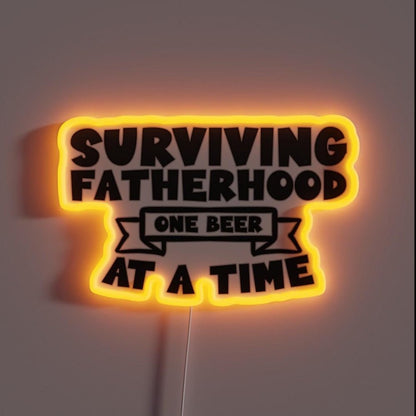 Surviving Fatherhood One Beer At A Time Rgb Led Neon Sign - Shineneon