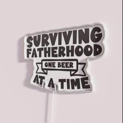 Surviving Fatherhood One Beer At A Time Rgb Led Neon Sign - Shineneon