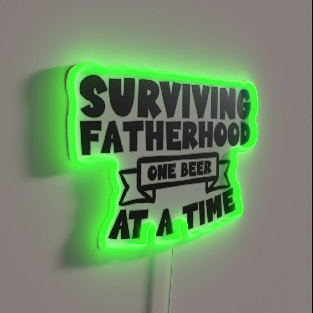 Surviving Fatherhood One Beer At A Time Rgb Led Neon Sign - Shineneon