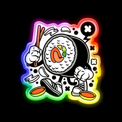 Sushi California Roll Funny Cartoon Snack Food Led Neon Sign Rgb Color - LED neon sign close-up detail