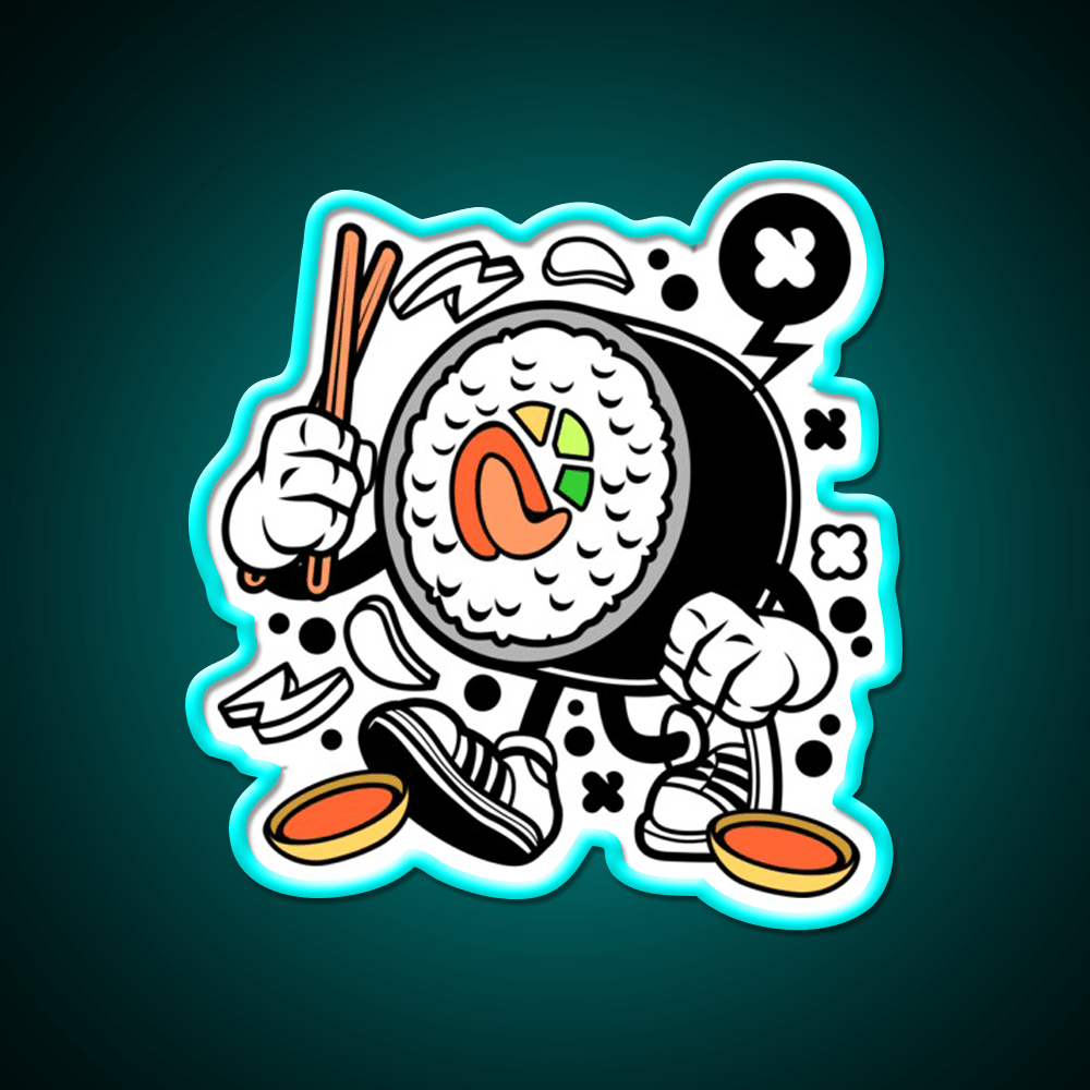 Sushi California Roll Funny Cartoon Snack Food Led Neon Sign Rgb Color - Shineneon