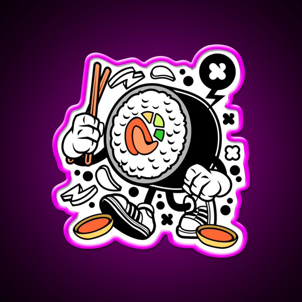 Sushi California Roll Funny Cartoon Snack Food Led Neon Sign Rgb Color - Shineneon