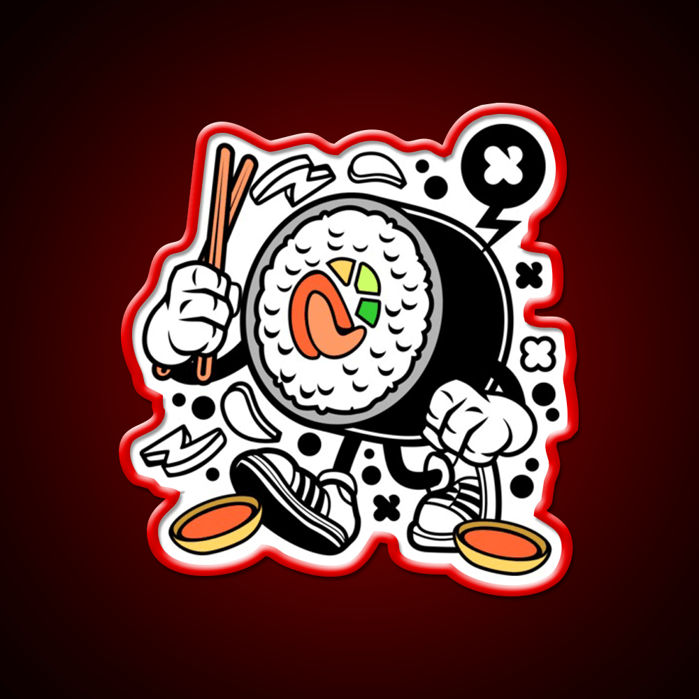 Sushi California Roll Funny Cartoon Snack Food Led Neon Sign Rgb Color - Shineneon