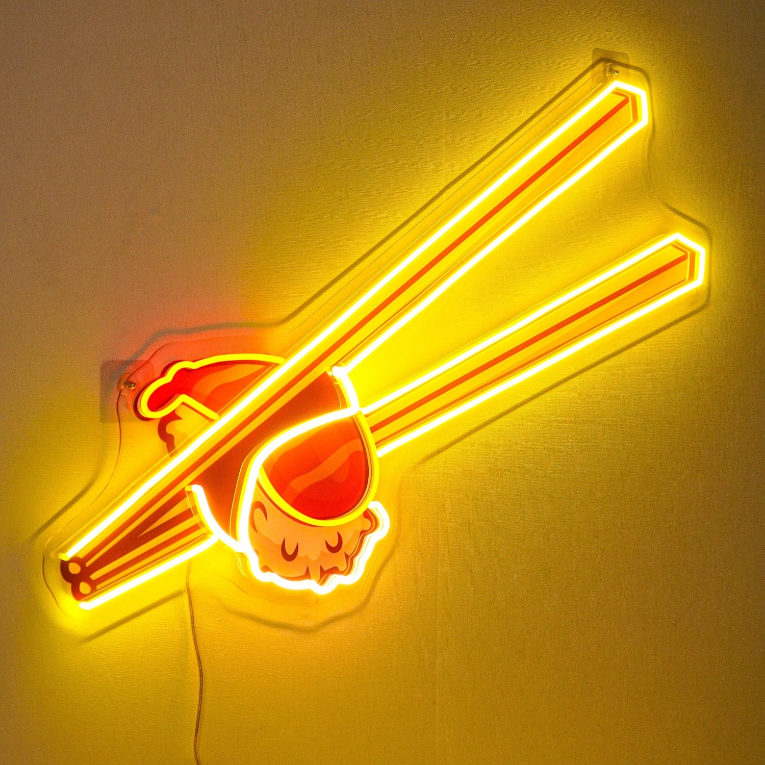 Sushi Chopsticks Yellow Red White Uv Printed Led Neon Sign For Japanese Restaurant Decor | Shineneon