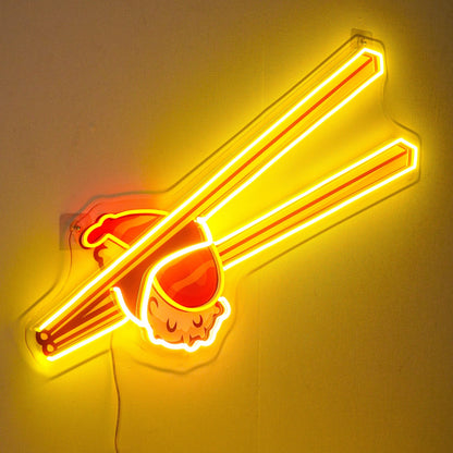 Sushi Chopsticks Yellow Red White Uv Printed Led Neon Sign For Japanese Restaurant Decor | Shineneon