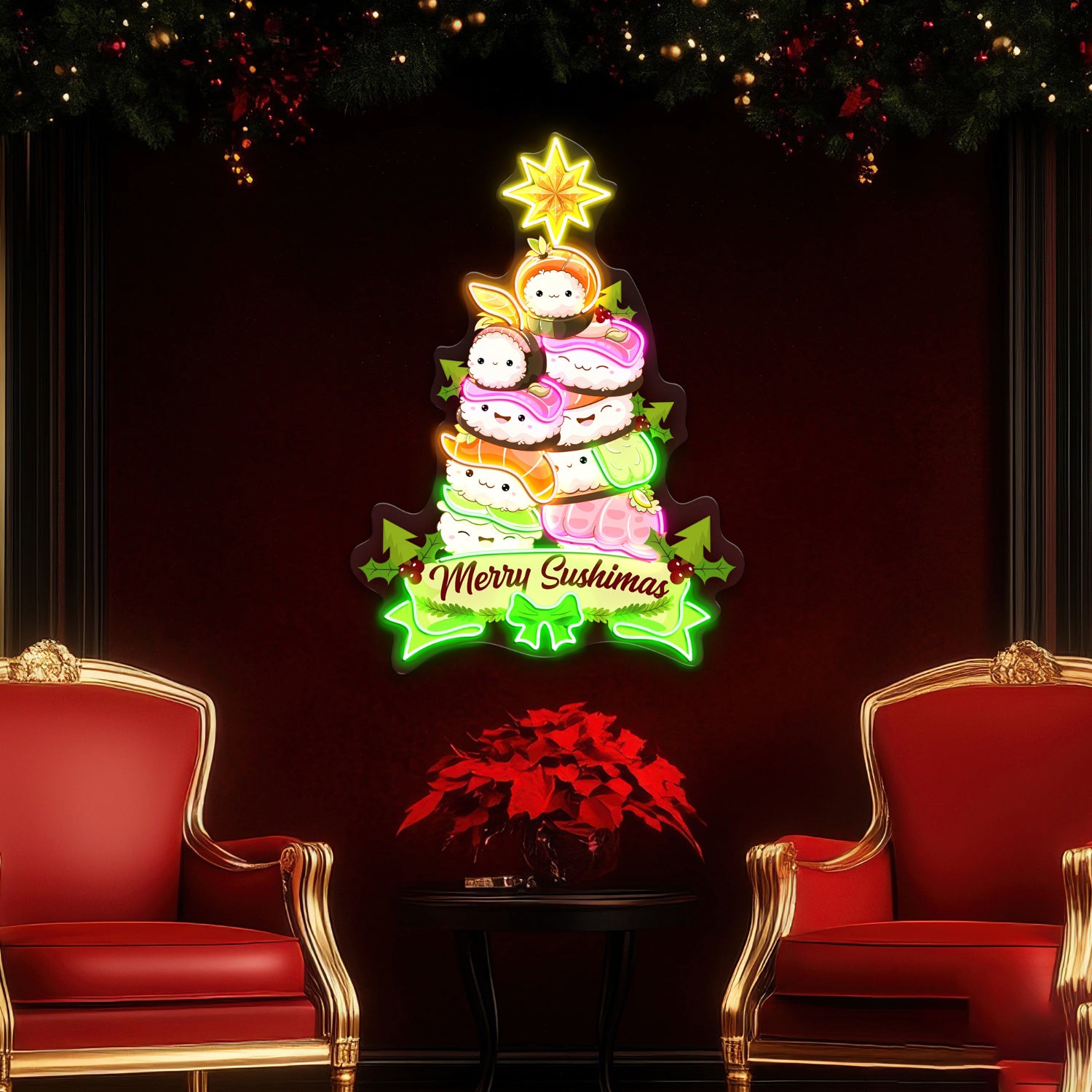 Sushi Christmas Tree Acrylic Led Neon Sign Japanese Food | Shineneon