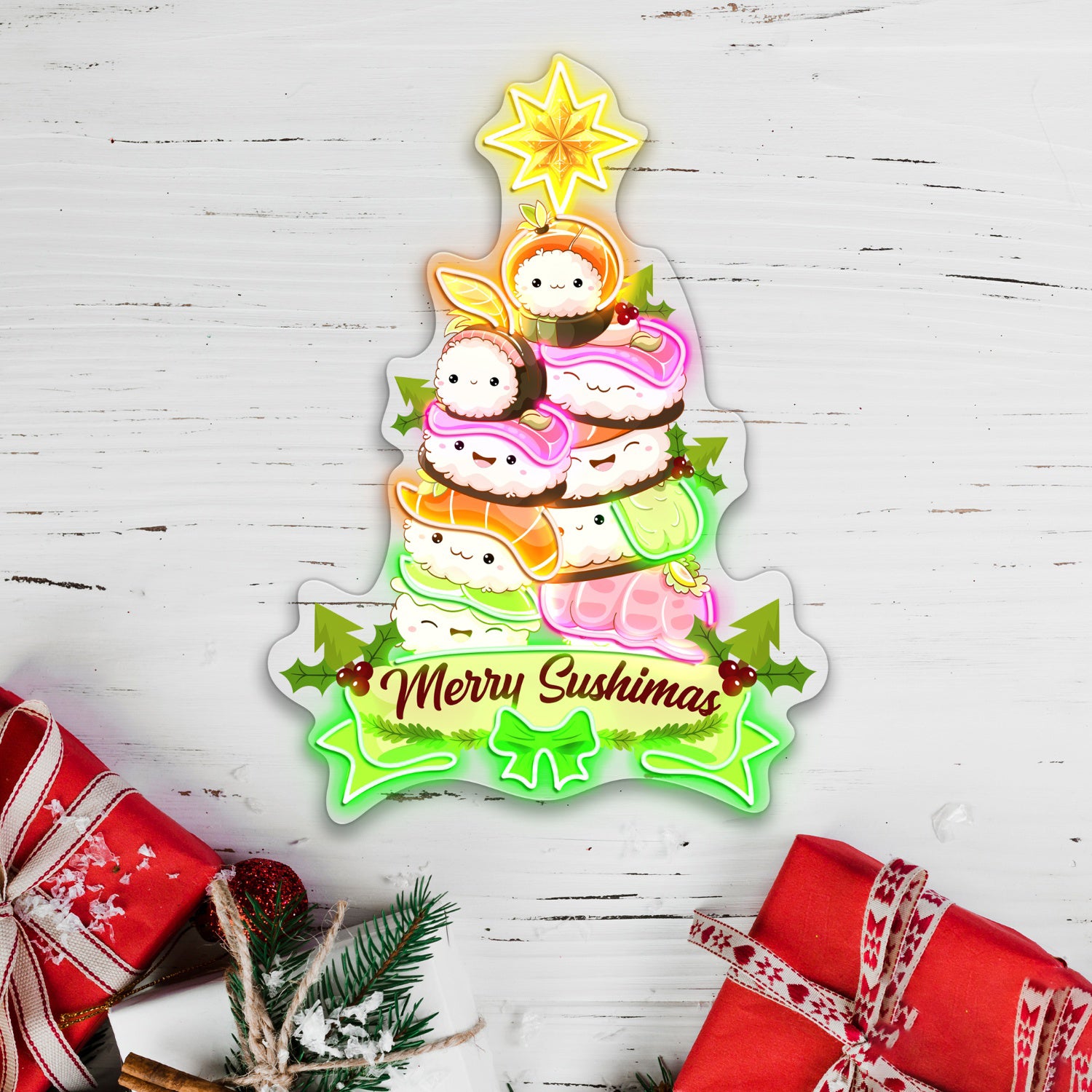 Sushi Christmas Tree Acrylic Led Neon Sign Japanese Food | Shineneon