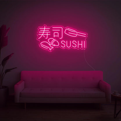 Sushi Green Led Neon Sign With Text And Sushi Roll For Restaurant Home Decor | Shineneon