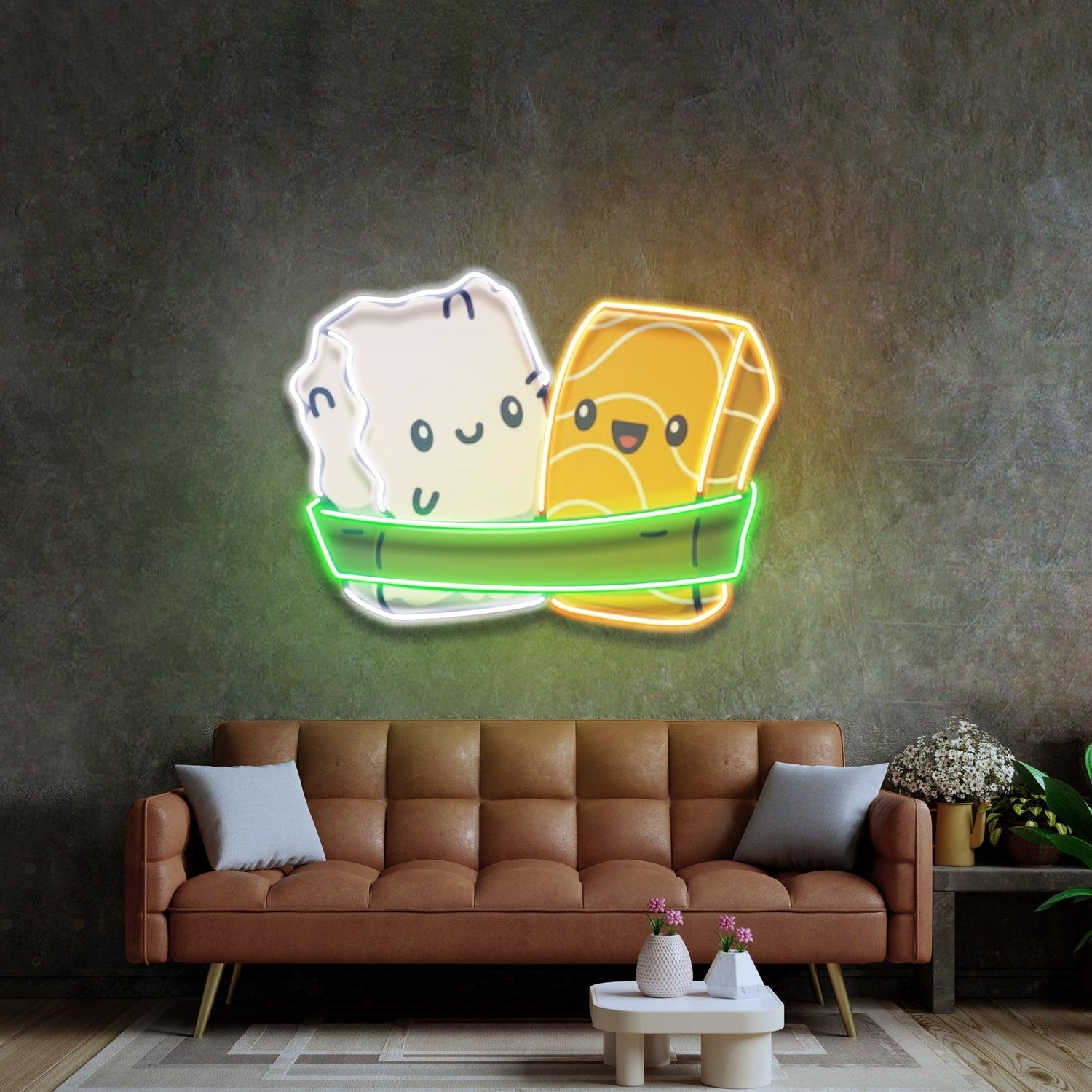 Sushi Rice Ball Cute Food Duo Uv Printed Led Neon Sign For Living Room Wall Decor | Shineneon