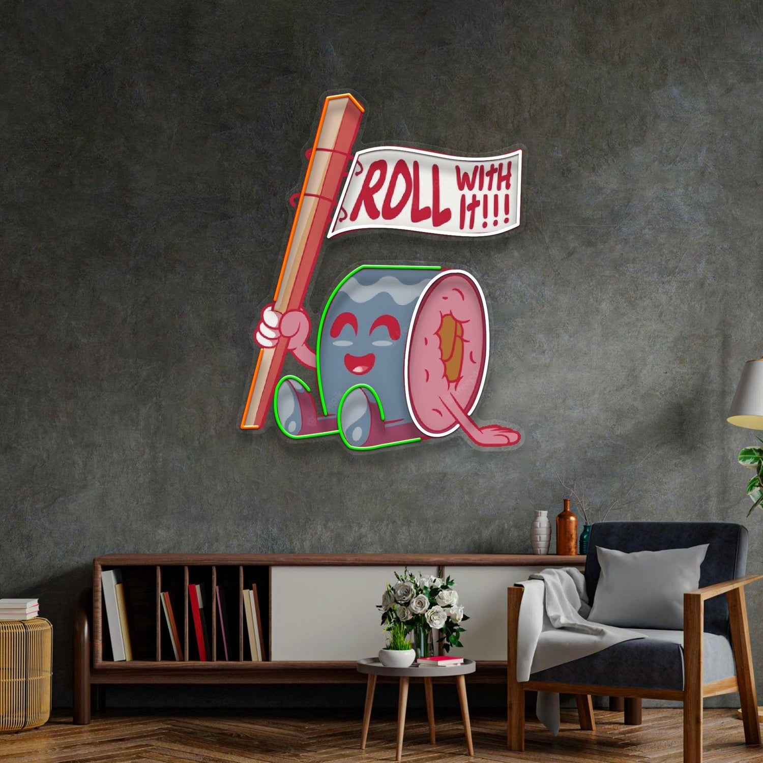 Sushi Roll With It Uv Printed Led Neon Sign For Home Cafe Restaurant Decor | Shineneon