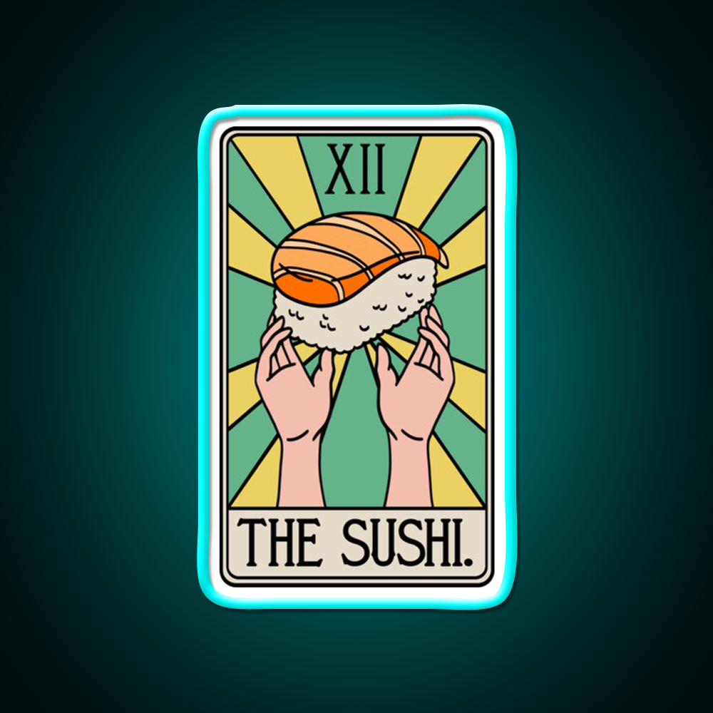 Sushi Tarot Card Funny Fast Food Led Neon Sign For Burger Place Rgb Color