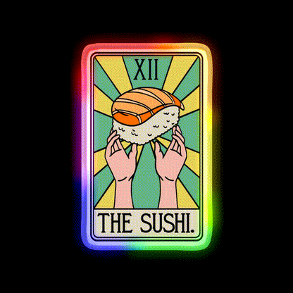 Sushi Tarot Card Funny Fast Food Led Neon Sign For Burger Place Rgb Color