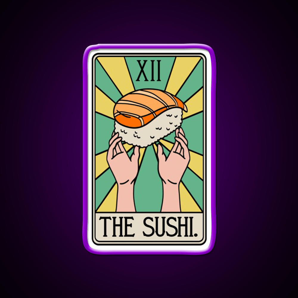 Sushi Tarot Card Funny Fast Food Led Neon Sign For Burger Place Rgb Color - Shineneon