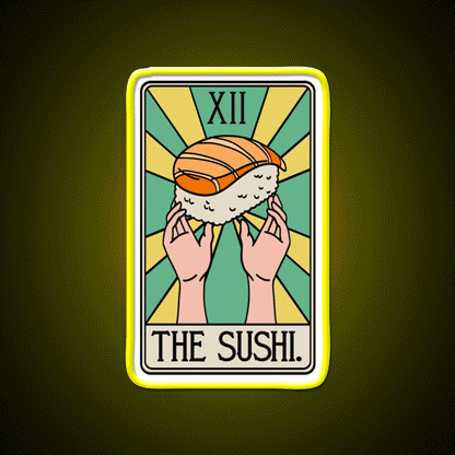 Sushi Tarot Card Funny Fast Food Led Neon Sign For Burger Place Rgb Color