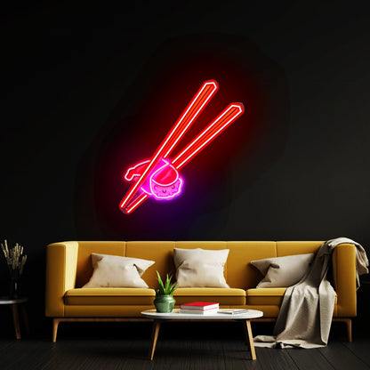Sushi With Chopsticks Custom Led Signs Artwork For Sale - Shineneon