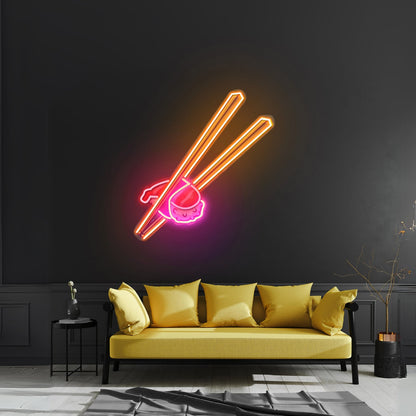 Sushi With Chopsticks Custom Led Signs Artwork For Sale - Shineneon