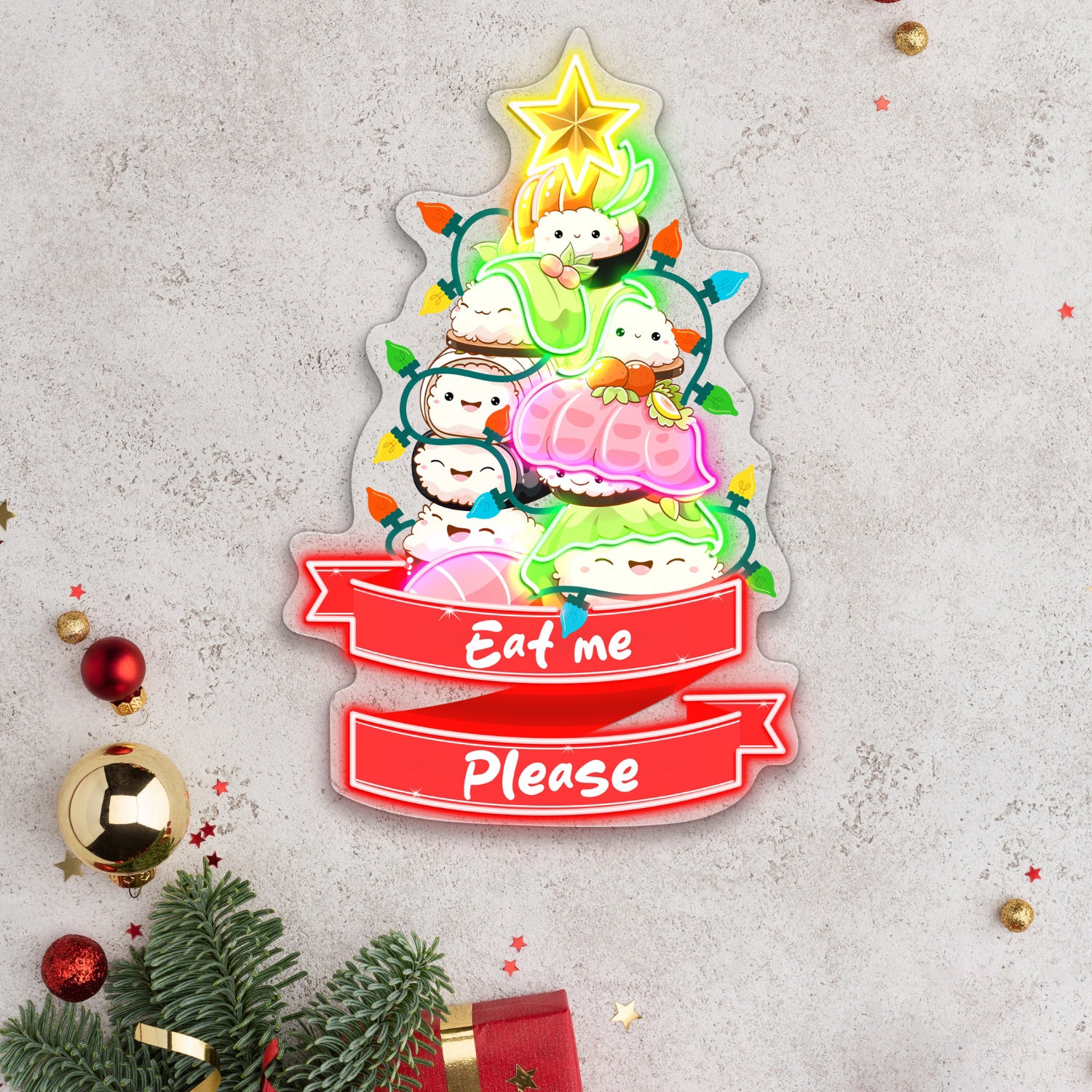 Sushi Xmas Tree Acrylic Led Neon Sign | Shineneon