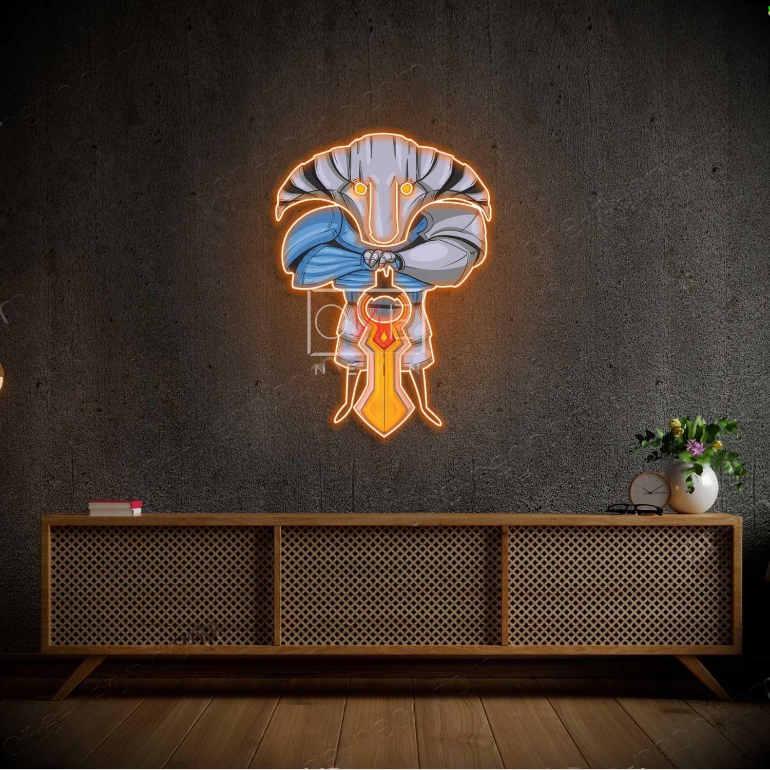 Sven Blue-Green Amber Warrior Led Neon Sign Gaming Room Decor | Shineneon