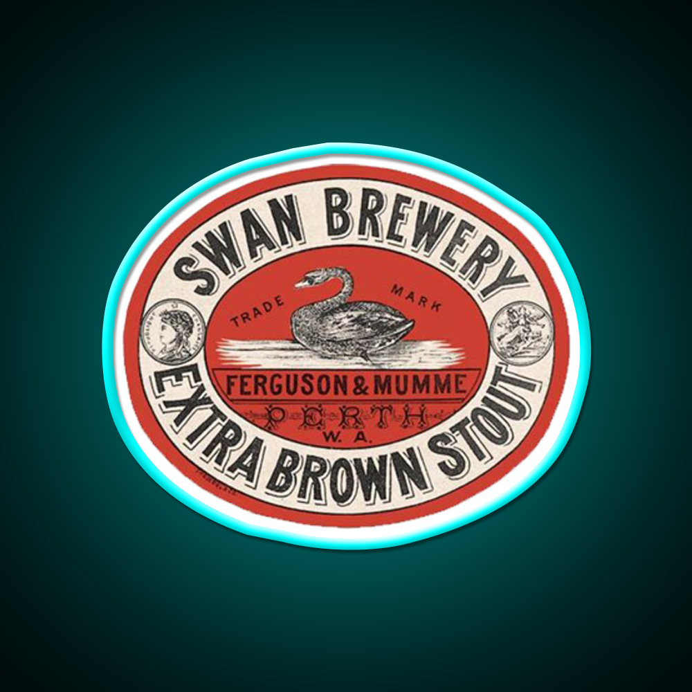 Swan Brewery Vintage Label Beer Bar Decor Led Neon Sign Rgb Color - Size and dimension reference