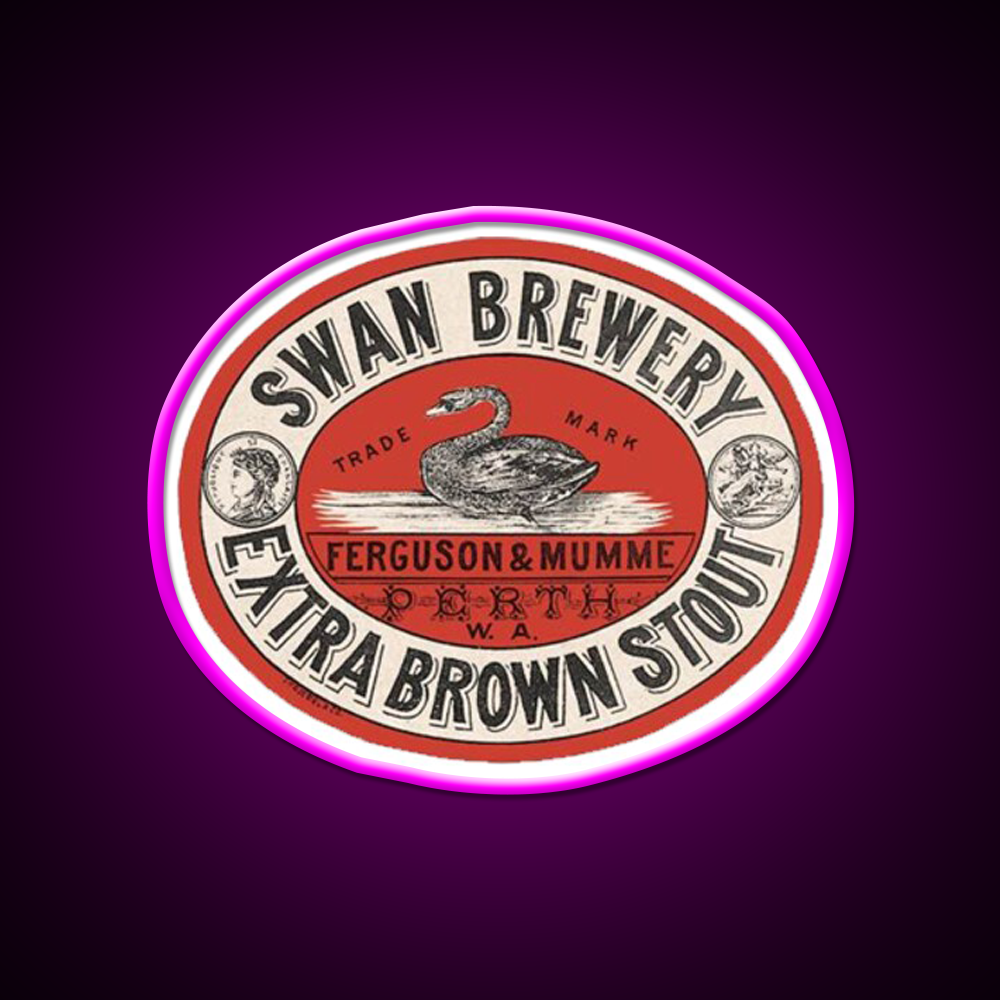 Swan Brewery Vintage Label Beer Bar Decor Led Neon Sign Rgb Color - Neon sign mounted on wall in room
