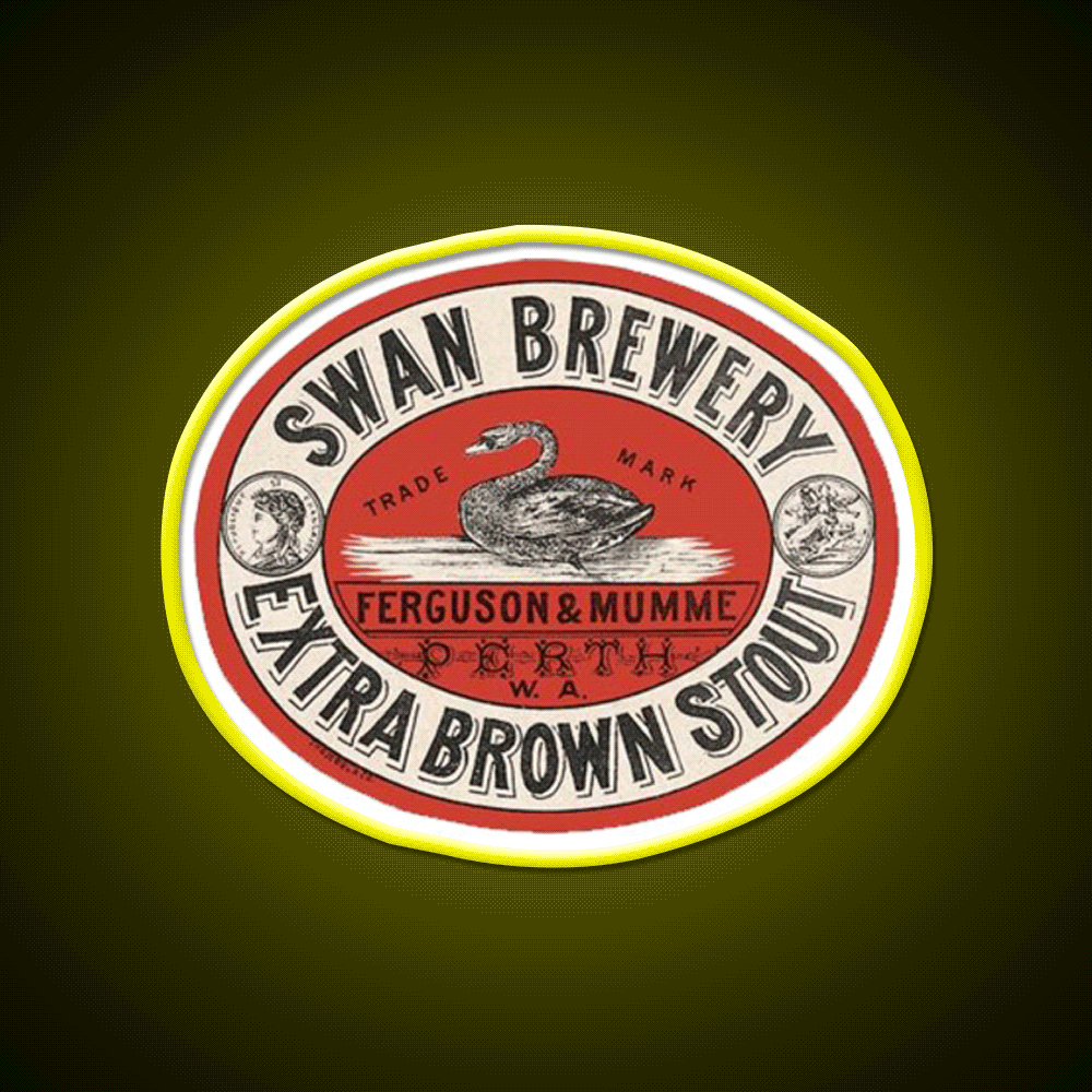 Swan Brewery Vintage Label Beer Bar Decor Led Neon Sign Rgb Color - Custom LED neon sign front view