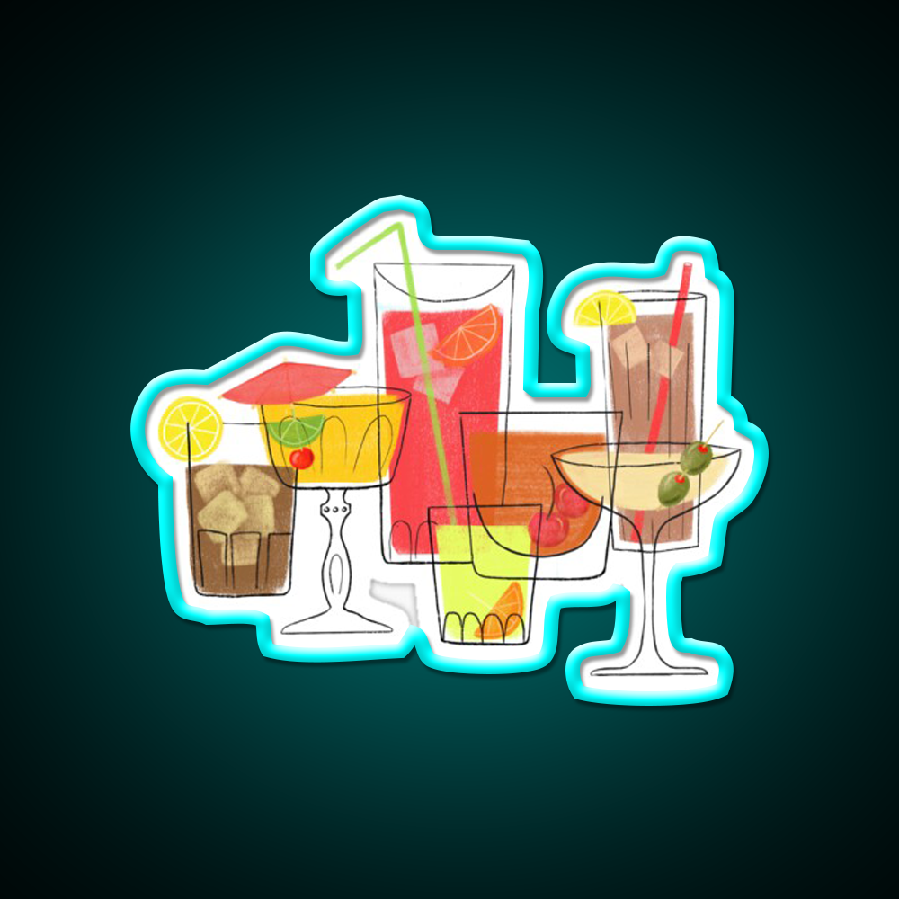 Swanky Summer Coolers Cocktail Bar Decor Led Neon Sign Rgb Color - Size and dimension reference