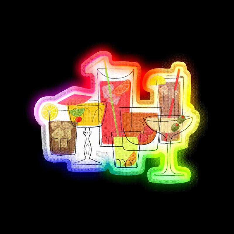 Swanky Summer Coolers Cocktail Bar Decor Led Neon Sign Rgb Color - LED neon sign close-up detail