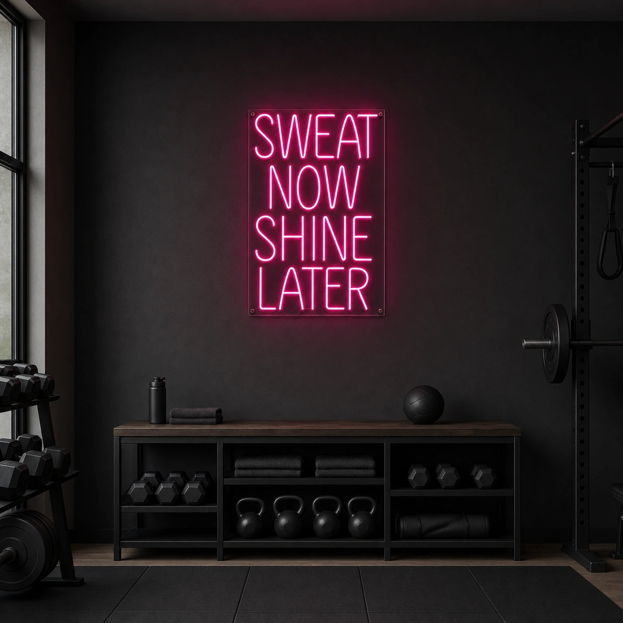 Sweat Now Shine Later LED Neon Sign Garage Man Cave Neon Sign size image