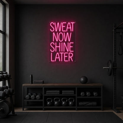 Sweat Now Shine Later LED Neon Sign Garage Man Cave Neon Sign size image