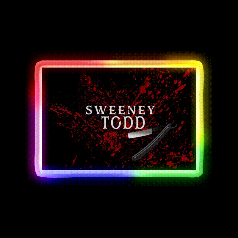 Sweeney Todd Barber Shop Haircut Led Neon Sign - LED neon sign close-up detail