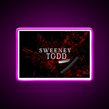 Sweeney Todd Barber Shop Haircut Led Neon Sign - Neon sign mounted on wall in room