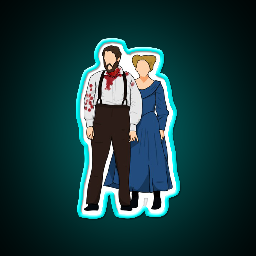 Sweeney Todd Covered In Blood And Mrs Lovett Barber Shop Led Neon Sign - Size and dimension reference