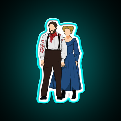 Sweeney Todd Covered In Blood And Mrs Lovett Barber Shop Led Neon Sign - Size and dimension reference