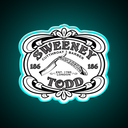 Sweeney Todd Cut Throat Barber Shop Haircut Led Neon Sign - Size and dimension reference