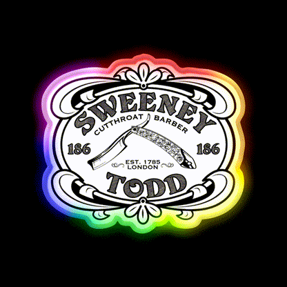 Sweeney Todd Cut Throat Barber Shop Haircut Led Neon Sign - LED neon sign close-up detail