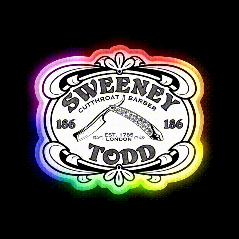 Sweeney Todd Cut Throat Barber Shop Haircut Led Neon Sign - LED neon sign close-up detail