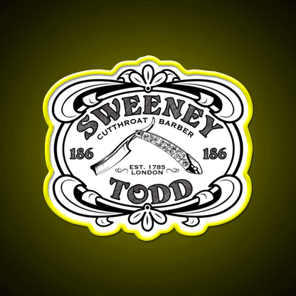Sweeney Todd Cut Throat Barber Shop Haircut Led Neon Sign - Custom LED neon sign front view