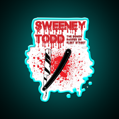 Sweeney Todd Demon Barber Shop Haircut Led Neon Sign - Size and dimension reference