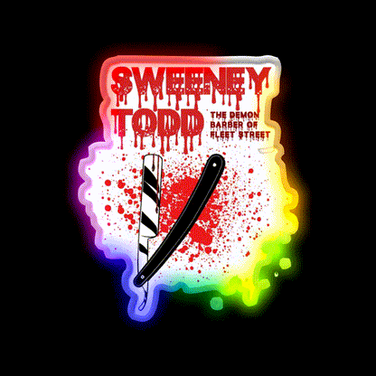 Sweeney Todd Demon Barber Shop Haircut Led Neon Sign - LED neon sign close-up detail